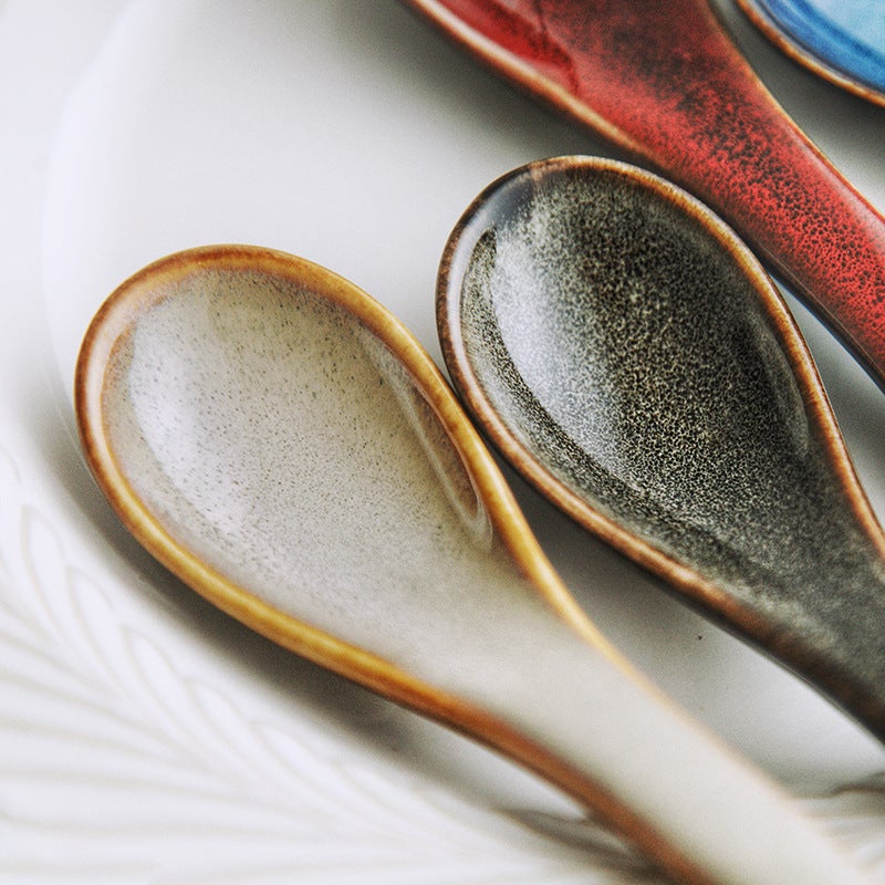 Japanese-Style Tableware Kiln Change Spoon Rice Spoon Soup Spoon Porridge Spoon Dessert Spoon Household Restaurant Spoon Spoon Spoon Curved Spoon - Image 3