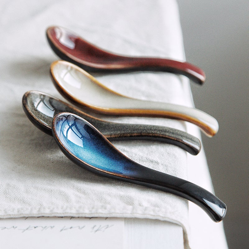 Japanese-Style Tableware Kiln Change Spoon Rice Spoon Soup Spoon Porridge Spoon Dessert Spoon Household Restaurant Spoon Spoon Spoon Curved Spoon - Image 2