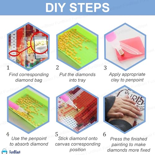 FunBlast 5D Diamond Painting Kit, Includes Colourful Diamonds, Tools & Accessories, DIY Art & Craft Kit for Kids & Adults, Suitable for Home Leisure and Wall Decoration (Cottage, 30 X 40 Cm) - Image 4