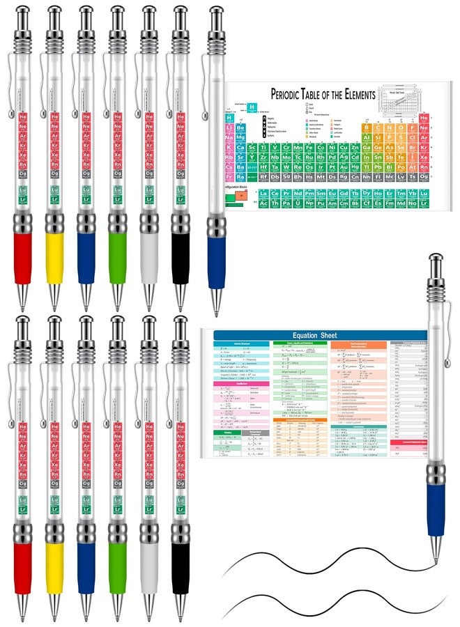Harloon 12 Pack Chemistry Periodic Table of Element Pen Ballpoint Scroll Pen with Formulas Equations Periodic Table Reference Sheet for Student Teacher Study Tool Scientists Day Graduation Gift - Image 1