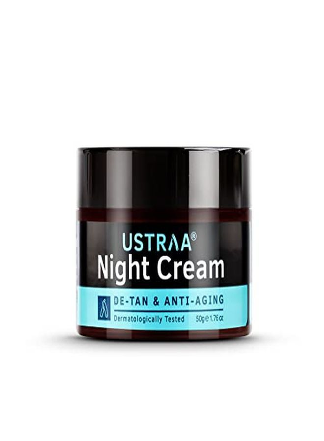 Ustraa Night Cream - De-Tan & Anti-Aging 50G - Dermatologically Tested - With Niacinamide And Licorie Extract - No Sulphates, No Parabens, No Mineral Oil - Image 2