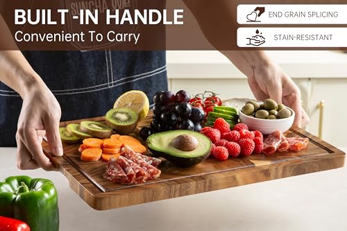 THETCHRY Walnut Cutting Boards for Kitchen, End Grain Wooden Chopping Board with Juice Groove, Charcuterie Butcher Block for Meal Prep & Serving with Gift Box, 16.5" x 11.6" x 0.8" - Image 3