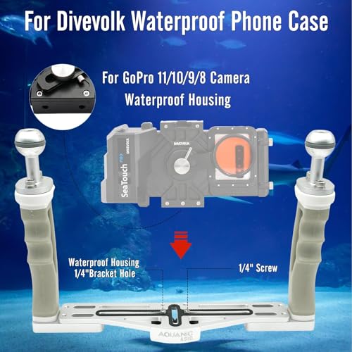 Rigrig AQUANIC Underwater Camera Tray Handheld Stabilizer Tray Bracket for Camera Housing, Handle Aluminum Diving Grip for Gopro Divevolk, TG-5/6, RX100 V and Other Action Camera (Grey) - Image 2