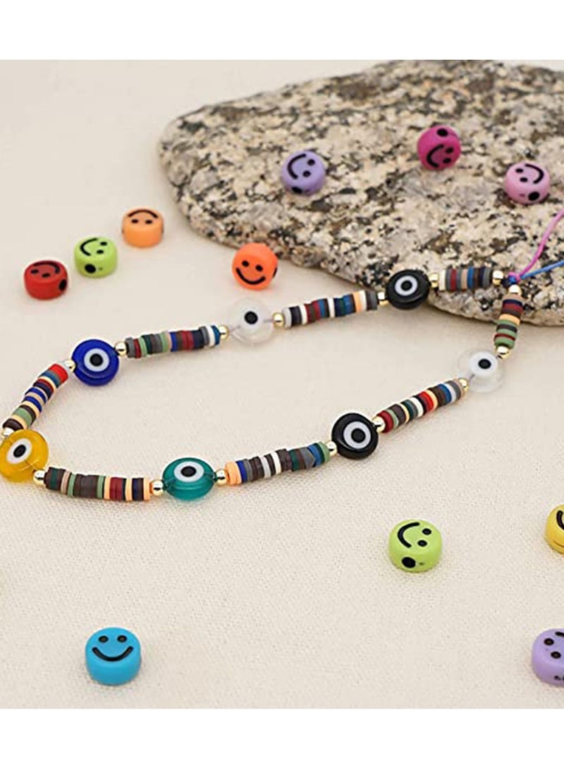 KASTWAVE Evil Eye Lucky Y2K Chain for Mobile Phone Wrist Strap Polymer Clay Wristlet String Boho Cell Chains Beaded Lanyard Handmade Rainbow Acrylic Beads Pearl Bracelet Keychain Women  - Image 3