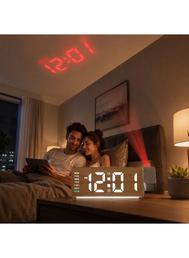 للمستقبل ساعة منبه رقمية مزودة بإضاءة ليلية LED، ساعة طاولة بمنبهين، عرض التاريخ ودرجة الحرارة، سطوع قابل للتعديل، منبهان عاليان مناسبان للأطفال وكبار السن والنوم العميق، خاصية الغفوة، نظام 12/24 ساعة، التوقيت الصيفي - Image 3