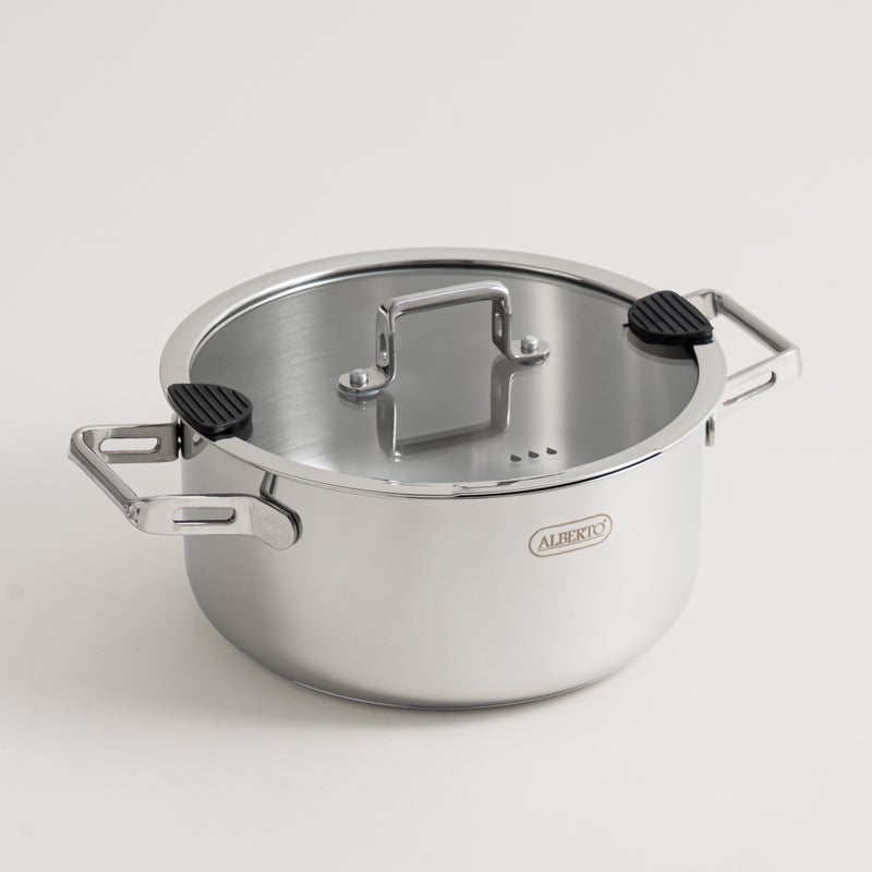 ألبرتو طقم قدور 9 قطع ستانلس ستيل، فضي - Image 2