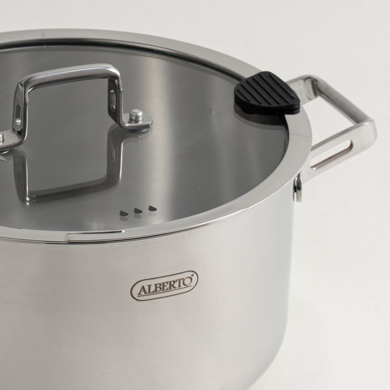 ألبرتو طقم قدور 9 قطع ستانلس ستيل، فضي - Image 5