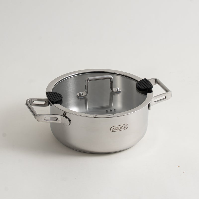 ألبرتو طقم قدور 9 قطع ستانلس ستيل، فضي - Image 4