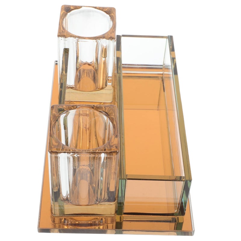 Light Gold Crystal Microphone Stand with Acrylic Base Desktop Mic Holder for KTV Parties Events 240x140x95mm - Image 2