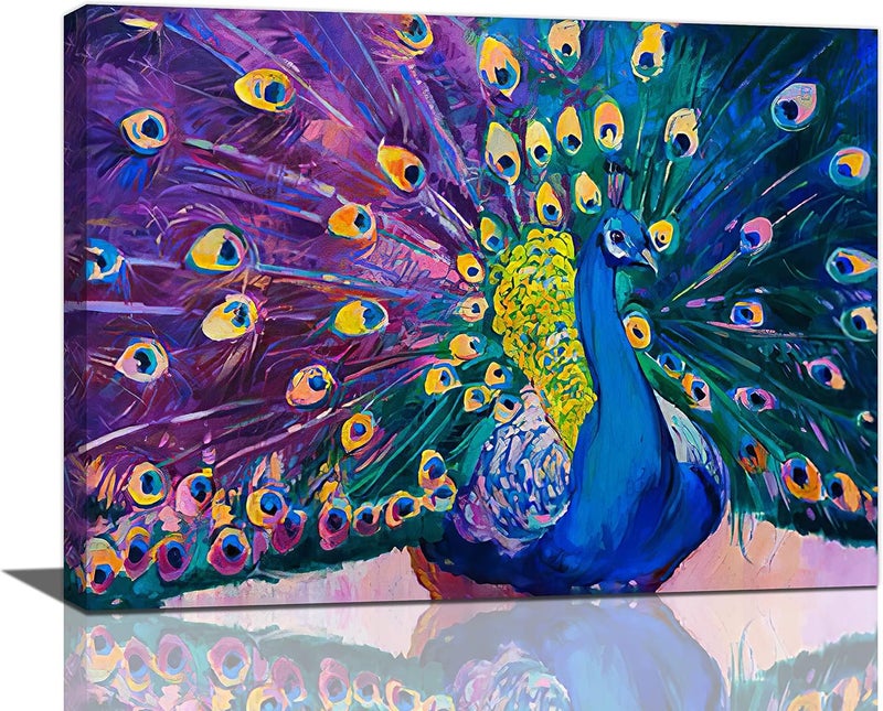 Tijuboni Purple Peacock Canvas Wall Art - Image 1