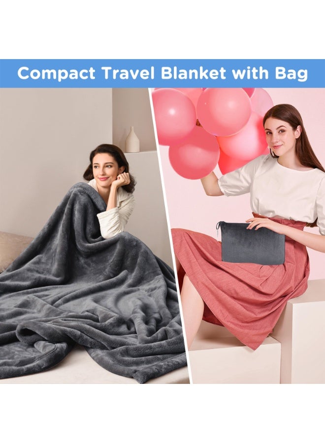 LEFAFA Travel Blanket Pillow, Premium Soft 2 in 1 Airplane Blanket with Soft Bag Pillowcase, Compact Hand Luggage Sleeve and Backpack Clip, Travel Essentials for Long Trips, Flying and Car(Grey)  - Image 4