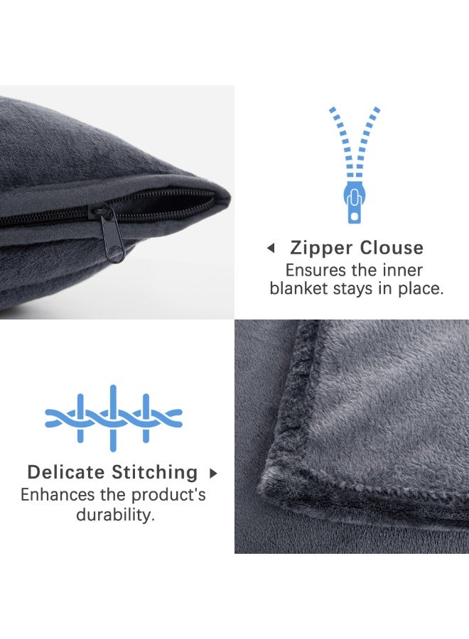 LEFAFA Travel Blanket Pillow, Premium Soft 2 in 1 Airplane Blanket with Soft Bag Pillowcase, Compact Hand Luggage Sleeve and Backpack Clip, Travel Essentials for Long Trips, Flying and Car(Grey)  - Image 3