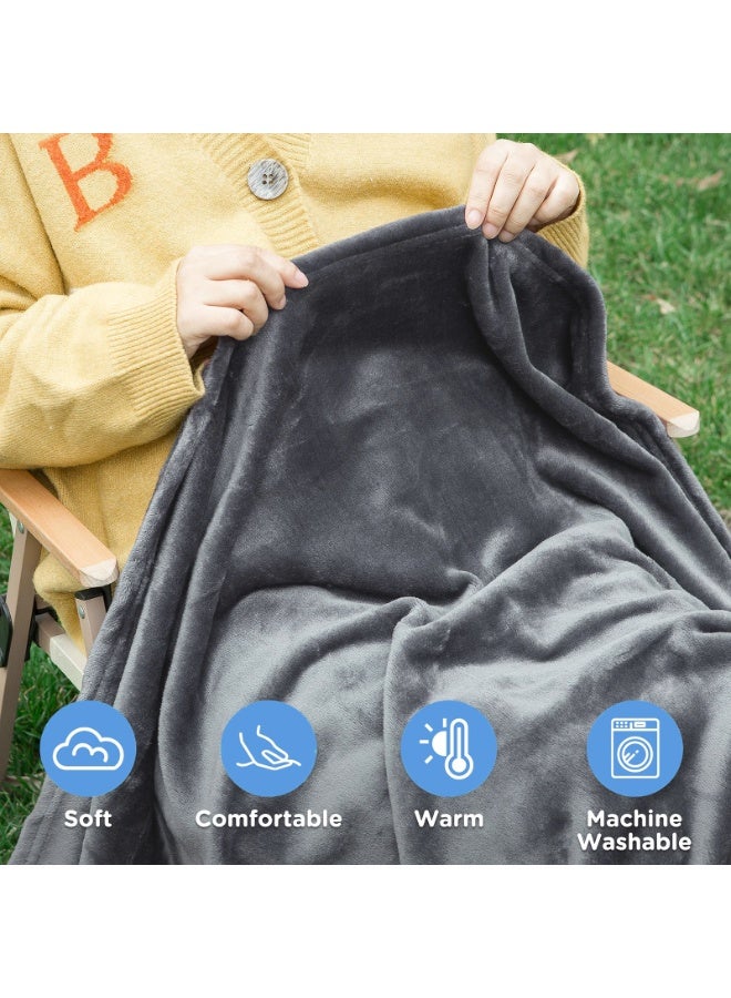 LEFAFA Travel Blanket Pillow, Premium Soft 2 in 1 Airplane Blanket with Soft Bag Pillowcase, Compact Hand Luggage Sleeve and Backpack Clip, Travel Essentials for Long Trips, Flying and Car(Grey)  - Image 2