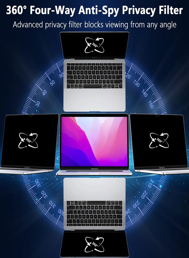PYS 4-Way Privacy Screen for MacBook Air 13 inch (2018-2021, M1), 360 Degree Anti-Spy Privacy Filter, Matte Finish Anti-Glare Protector, Anti-Scratch Film Guard - Image 2