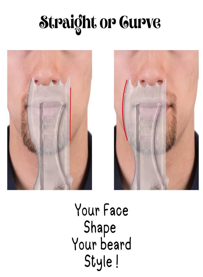 Sasha Square Adjustable Beard Shaper Template For Men- Kit With Flexible Beard Stencils, Barber Pencil & 3 Pcs Foldable Facial Razors, Style Beard As Per Your Face Shape (Beard Shaper - Transparent - Image 3