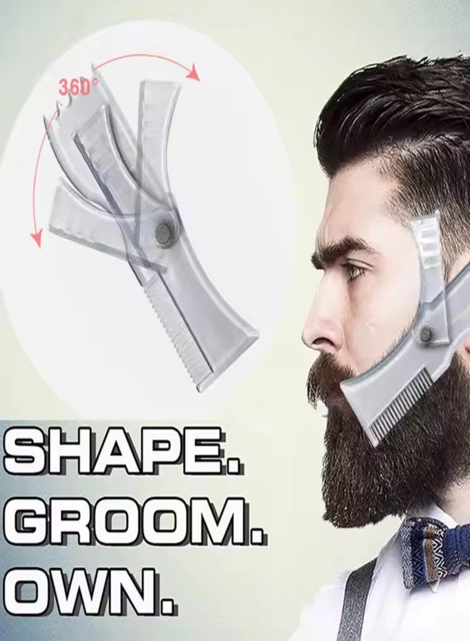 Sasha Square Adjustable Beard Shaper Template For Men- Kit With Flexible Beard Stencils, Barber Pencil & 3 Pcs Foldable Facial Razors, Style Beard As Per Your Face Shape (Beard Shaper - Transparent - Image 5