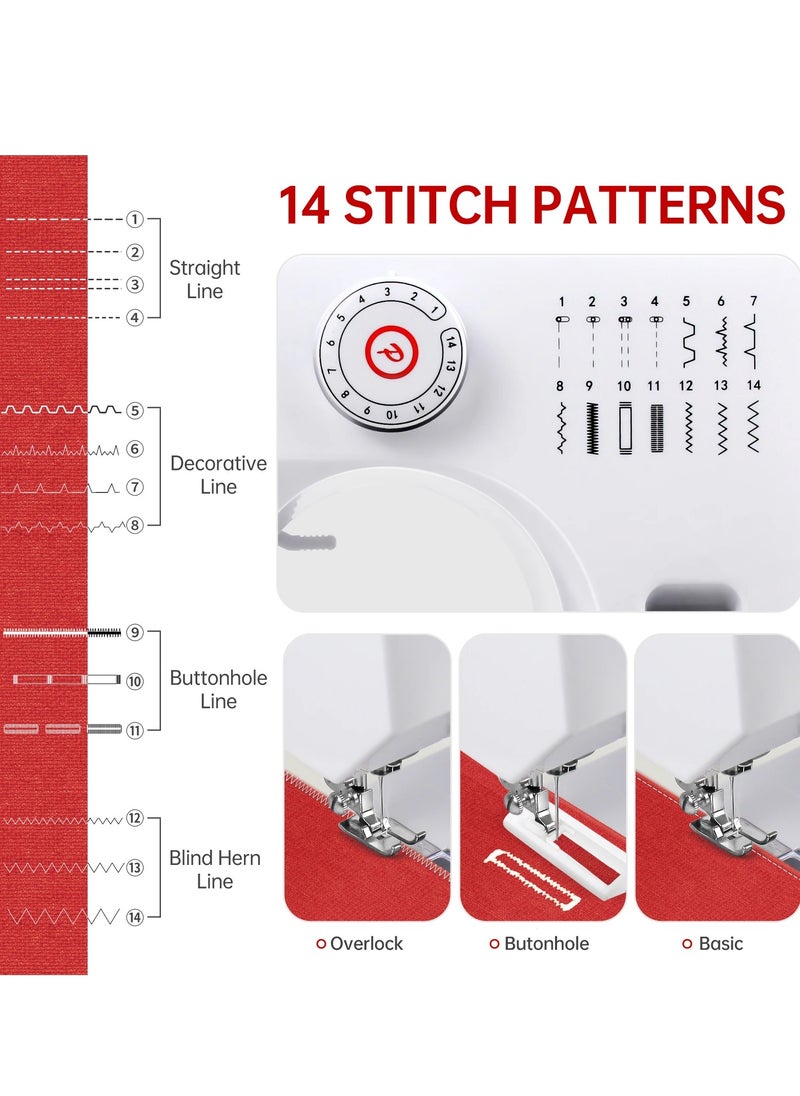 Joshberg Portable Electric Sewing Machine for Beginners, Mini Household Sewing Machine with Foot Pedal, 14 Stitches  - Image 4