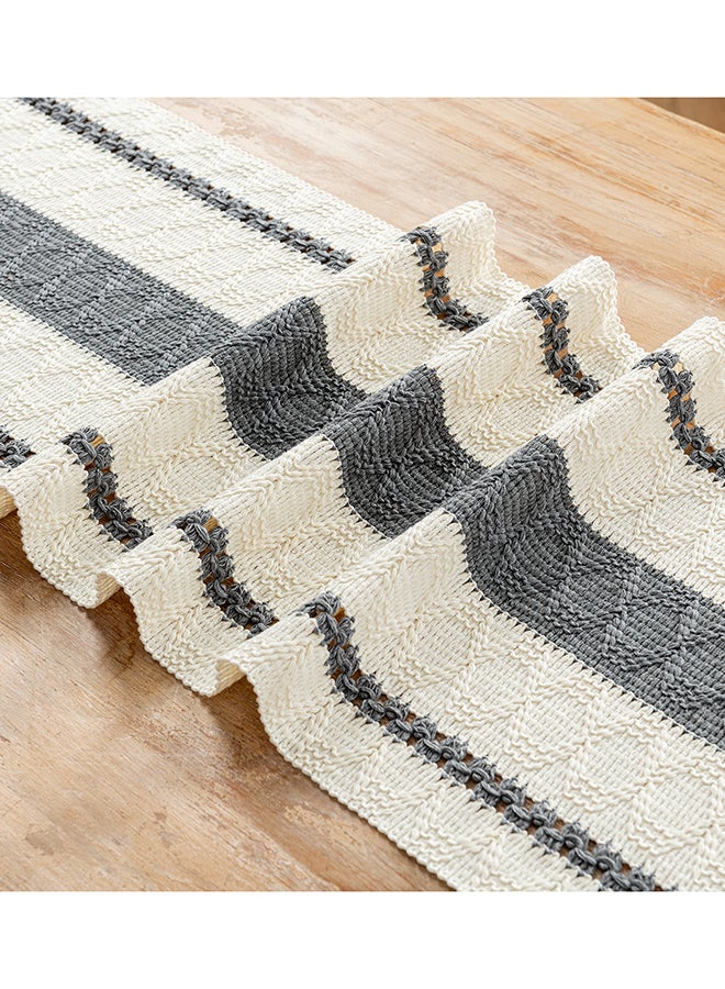 Fancy Homi عداء طاولة هومي الرمادي الفاخر بطول 183 سم، عداء طاولة ماكرامي بوهيمي لتزيين المنزل، عداء طاولة ريفي مع خيوط للتجمعات وحفلات الزفاف - Image 5