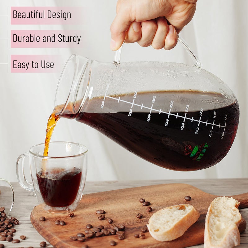 Brew To A Tea BTaT- صانع قهوة باردة، صانع قهوة مثلجة، سعة 2 لتر (2 كوارت، 64 أونصة)، صانع شاي مثلج، صانع قهوة باردة، إبريق شاي، ملحقات القهوة، إبريق شاي مثلج، نظام قهوة باردة، إبريق قهوة باردة - Image 3