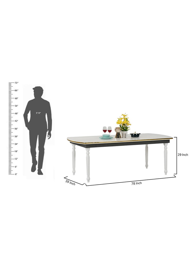 Royaloak Weston Wooden Dining Set 8 Seater | Dining Set with Cushioned Seats & Backrest for Comfort | Golden Piping Element with Solid Wooden Legs | Elegant Turned Fluted Legs for a Classic Touch - Image 2