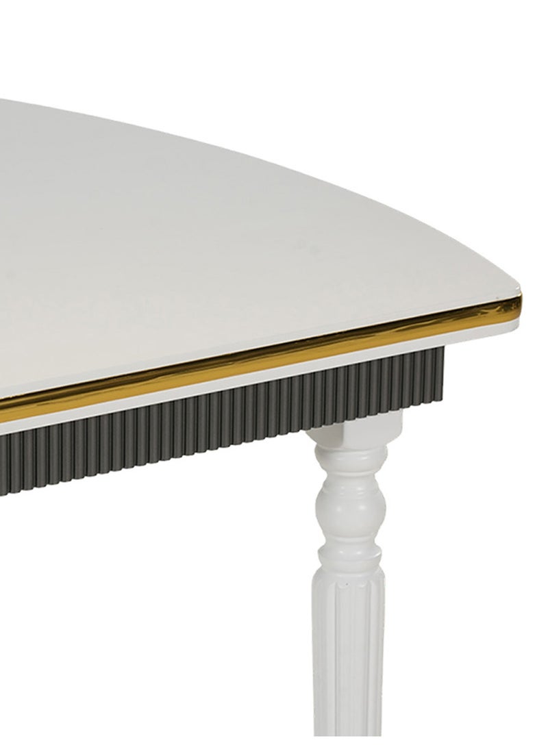 Royaloak Weston Wooden Dining Set 8 Seater | Dining Set with Cushioned Seats & Backrest for Comfort | Golden Piping Element with Solid Wooden Legs | Elegant Turned Fluted Legs for a Classic Touch - Image 4