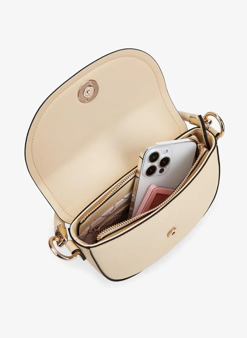 Celeste YELLOW Textured Crossbody Bag With Button Closure for Women | Best Price UAE