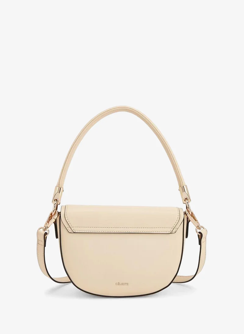 Celeste YELLOW Textured Crossbody Bag With Button Closure for Women | Best Price UAE