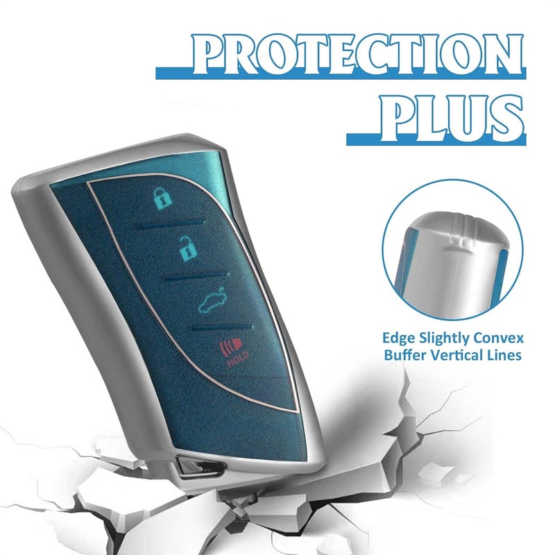 وركاس غط��ء ناعم فاخر من TPU لمفتاح الريموت متوافق مع سيارات لكزس ES350، ES300h، UX200، LS500، LS500H، LC500، LC500h، بلون أزرق مات (لحمل المفتاح الذكي). - Image 4