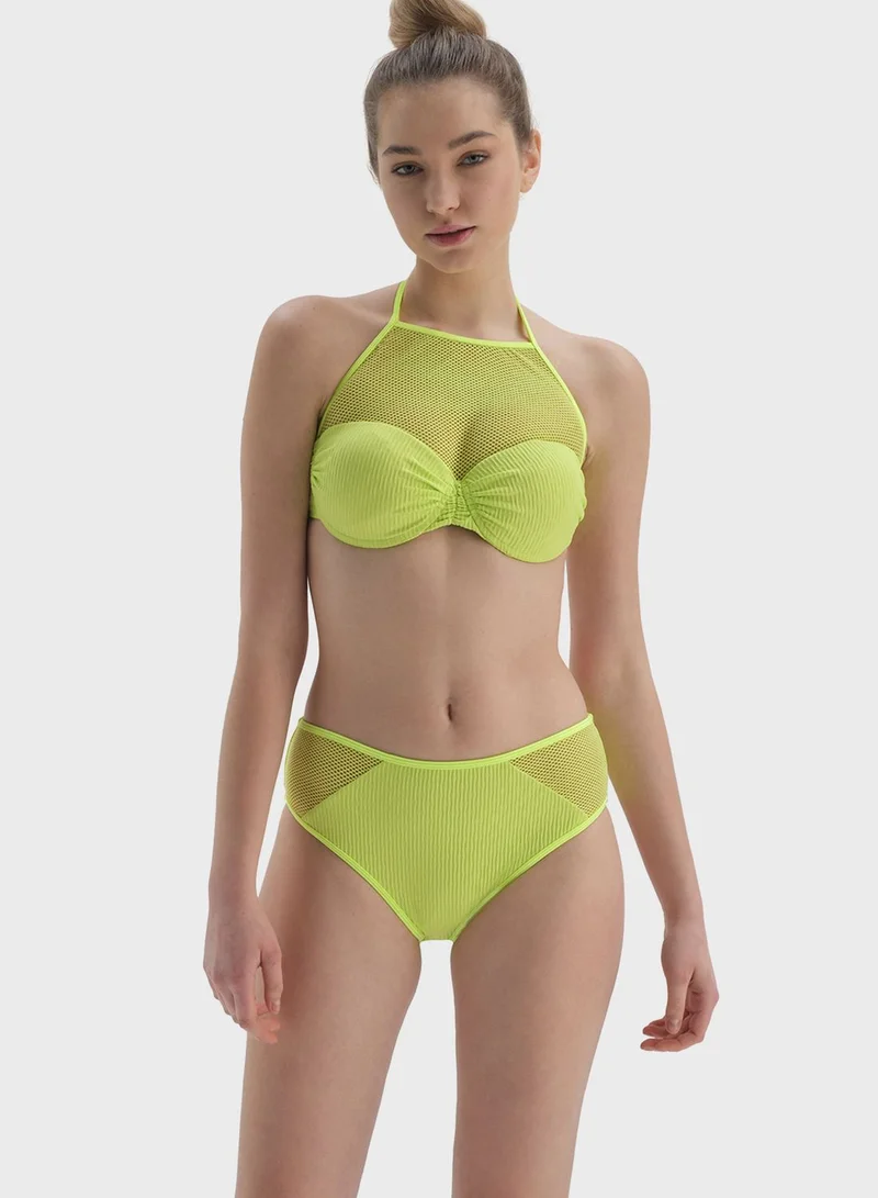 dagi High Leg Mesh Detail Bikini Bottom