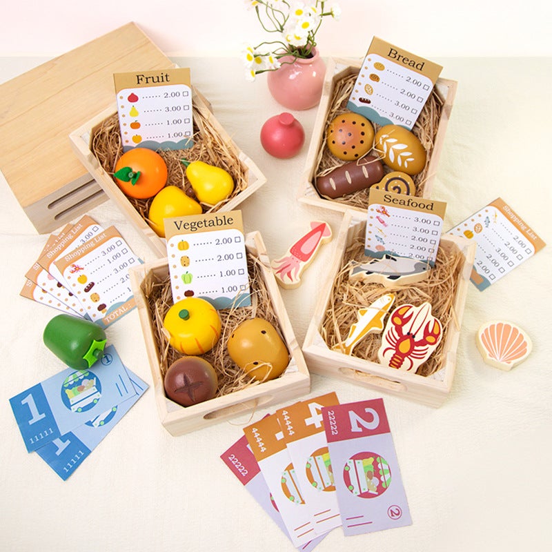 general OJR Wooden Box Food Set Simulation Kitchen Toy for Kids - Image 3