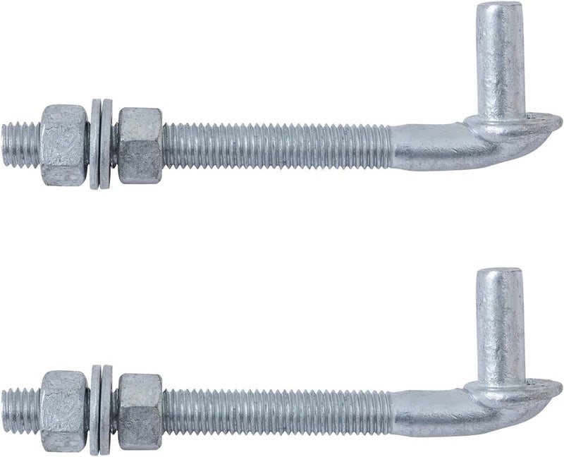VIVIDA 6" J-Bolt Post Hinge, J Bolt Gate Hinge with 5/8" Male Pin, for Chain Link Fence Gate, Galvanized Steel, Nuts & Washers Included, 2 Pack - Image 1