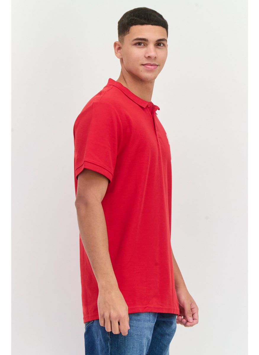 Liverpool - Men Regular Fit Short Sleeves Brand Logo Polo Shirt, Dark Red - Image 1