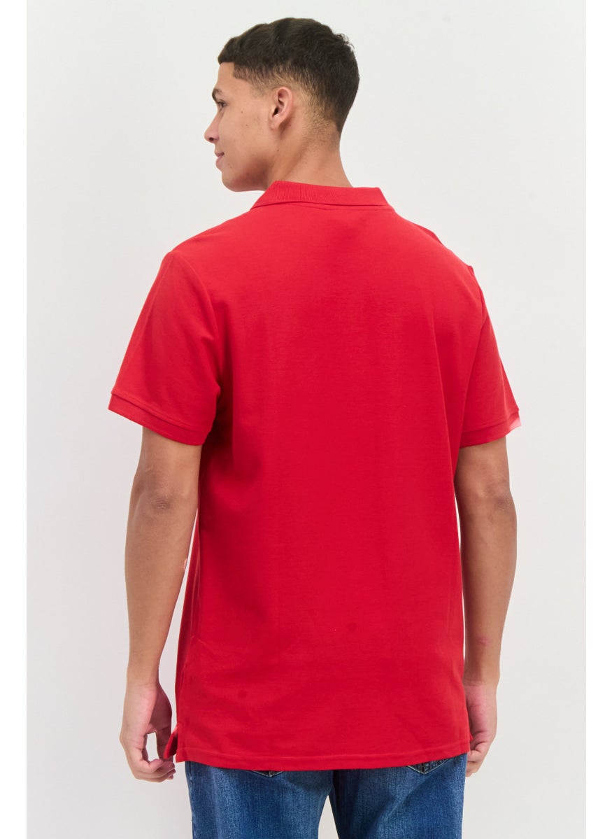 Liverpool - Men Regular Fit Short Sleeves Brand Logo Polo Shirt, Dark Red - Image 1