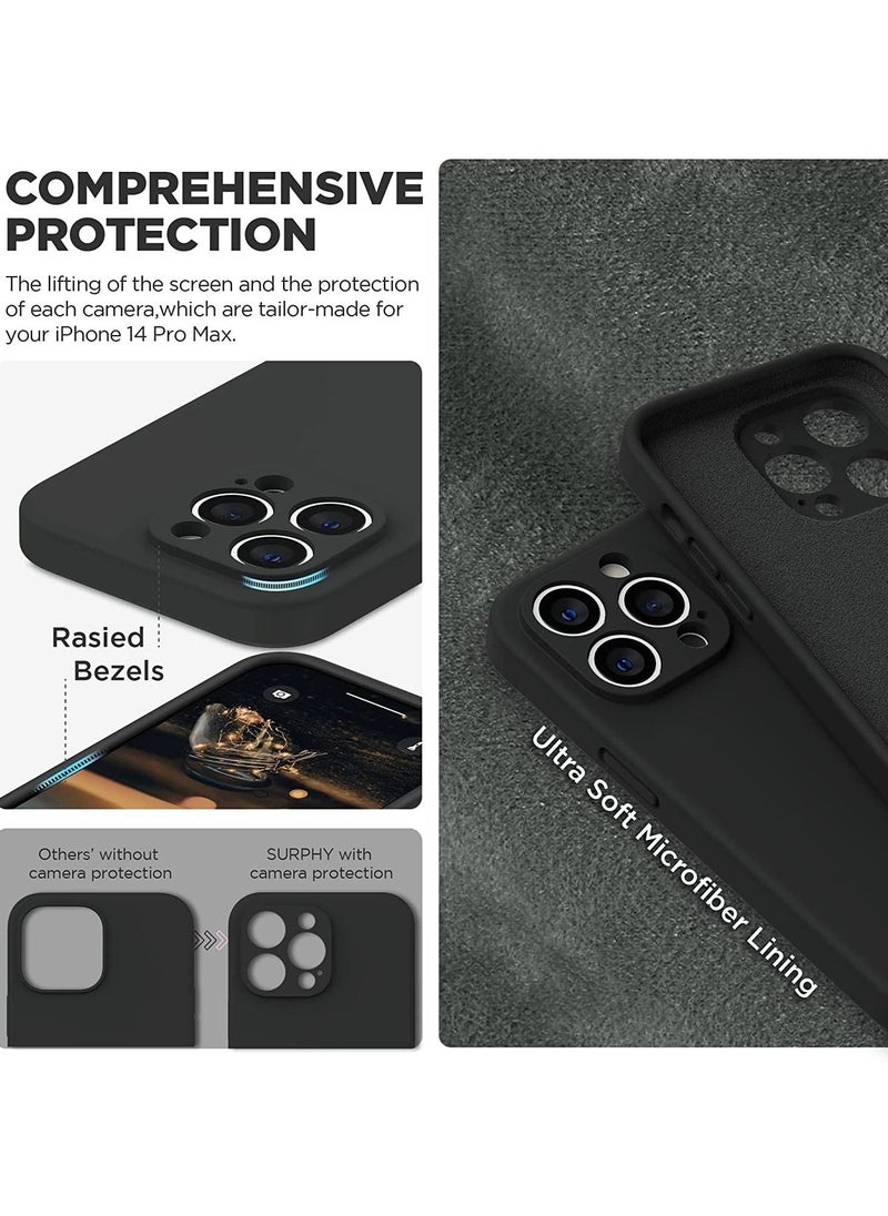 Compatible with iPhone 14 Pro MAX with Screen Protector, Silicone Case with Camera Protection, Case Compatible with iPhone 14 Pro MAX 6.7" (Black) - Image 4