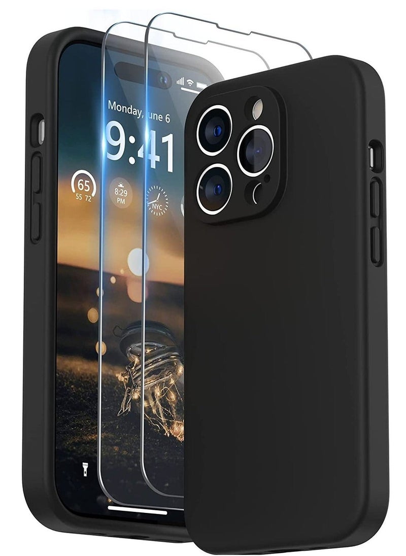 Compatible with iPhone 14 Pro MAX with Screen Protector, Silicone Case with Camera Protection, Case Compatible with iPhone 14 Pro MAX 6.7" (Black) - Image 1