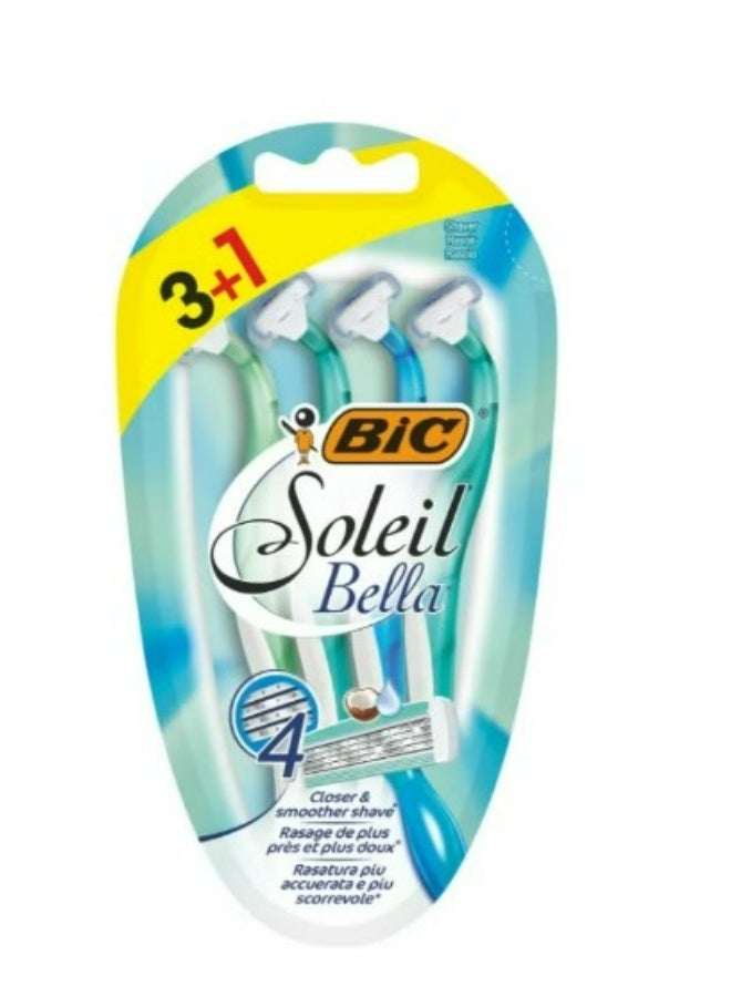 Bic Soleil Bella 4 Blade Disposable Razor For Women 4 pcs