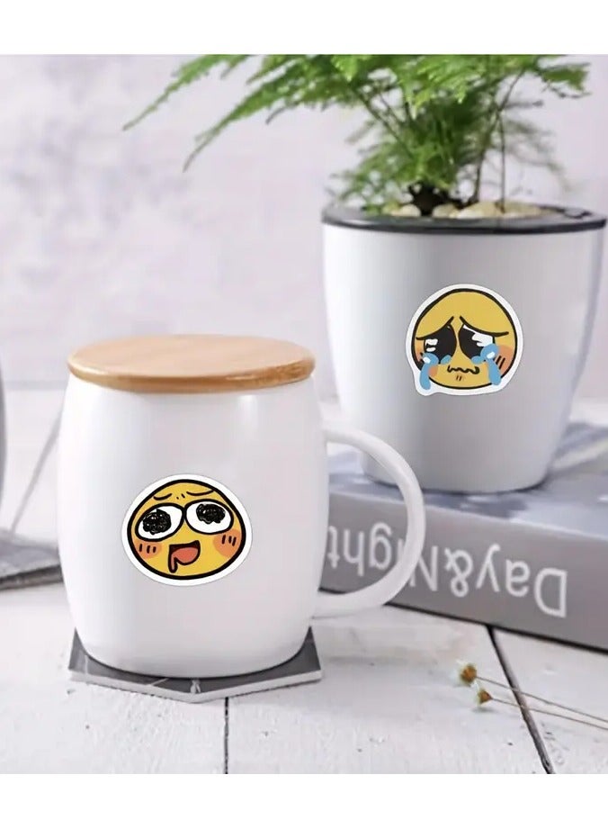 60pcs Waterproof Yellow Emoticon Stickers For - Kawaii Decals For Water Bottles, Bikes, Luggage, Computers, Skateboards, And Cars