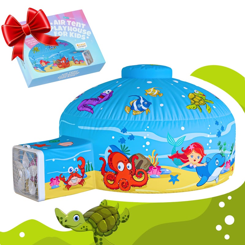 Skywin Air Tent for Kids 77 x 50 Builds in 30 Sec Toddler Tents Indoor for Imaginative Play Spacious Kids Forts Indoor Playhouse for Boys  Girls Ages 314 Fan Not Incl Ocean Bubble - Image 2