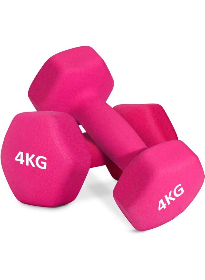 Fitness World Weightlifting dumbbell made of vinyl, 4 kg, consisting of two pieces Pink - Image 1