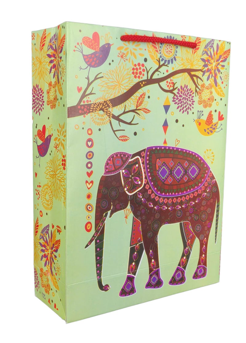 TASCHE Tambura and Green Elephant Design Printed Assorted Gift Paper Bags | Gift Bags for Return gifts and Wedding presents (11 * 8 * 3 Inches) (Pack of 80) - Image 2