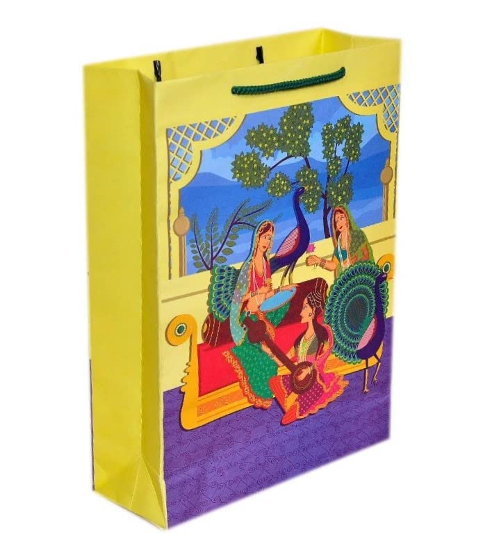 TASCHE Tambura and Green Elephant Design Printed Assorted Gift Paper Bags | Gift Bags for Return gifts and Wedding presents (11 * 8 * 3 Inches) (Pack of 80) - Image 3