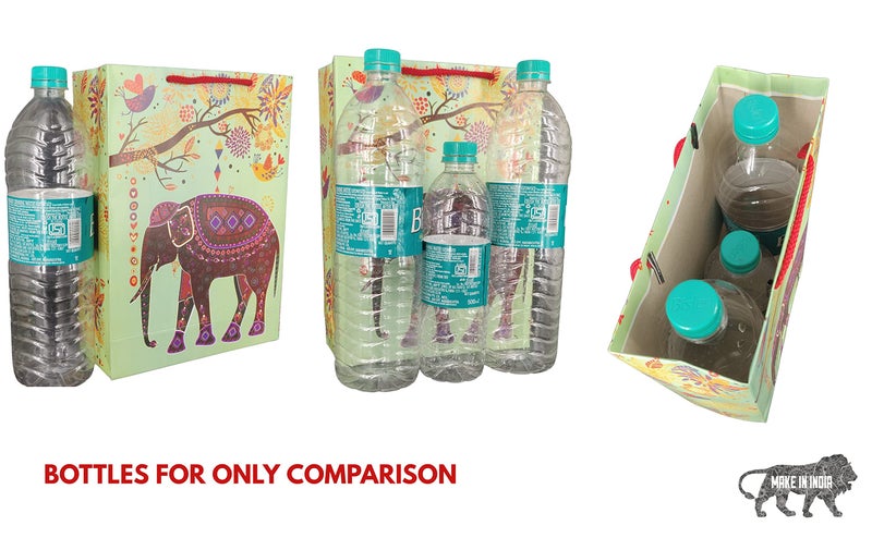 TASCHE Tambura and Green Elephant Design Printed Assorted Gift Paper Bags | Gift Bags for Return gifts and Wedding presents (11 * 8 * 3 Inches) (Pack of 80) - Image 5