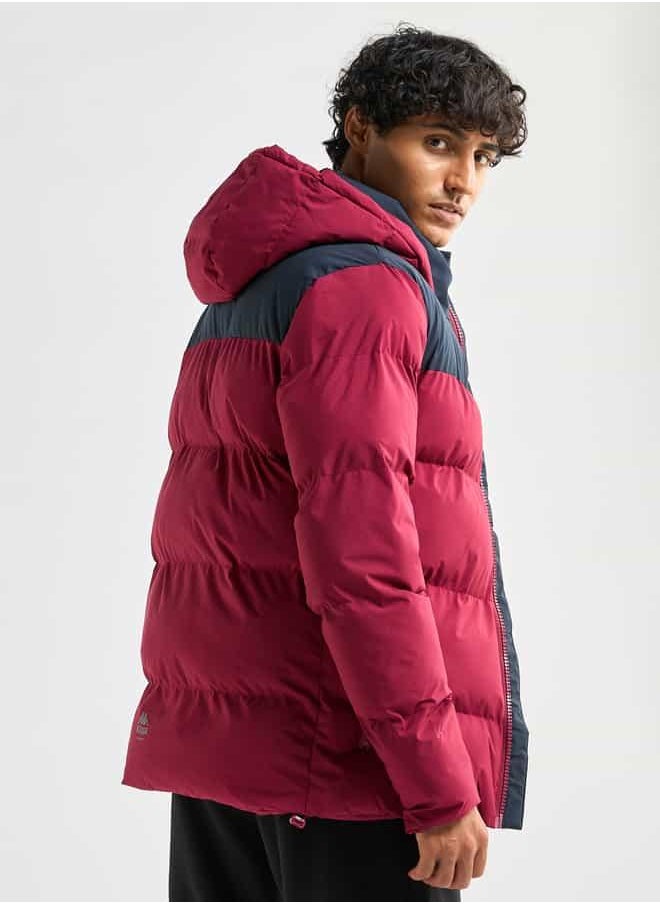 Splash FAV - Colourblock Puffer Jacket with Hood and Long Sleeves - Image 1