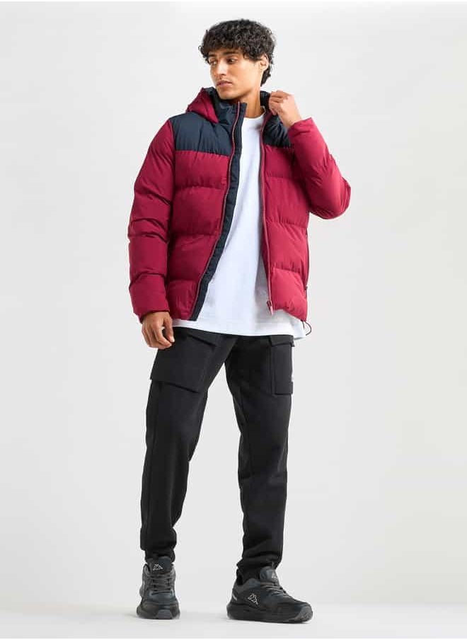 Splash FAV - Colourblock Puffer Jacket with Hood and Long Sleeves - Image 1