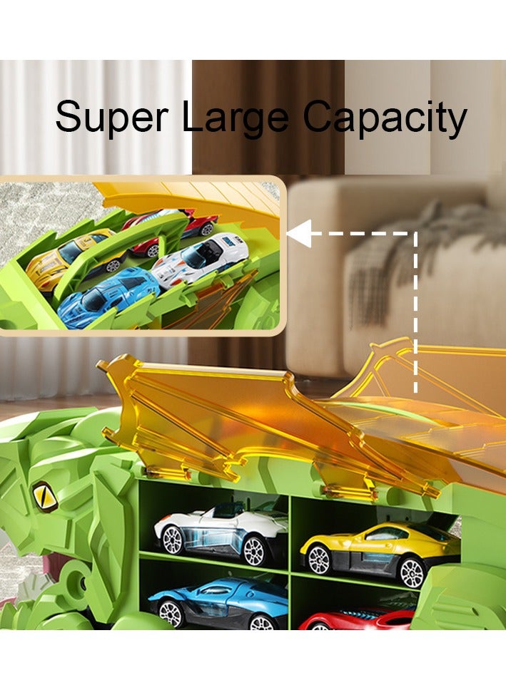 Green Dinosaur Truck Toy Set, Transport Car,Storage Car Toy Set, Portable Container Truck With 6 Small Alloy Cars  - Image 5