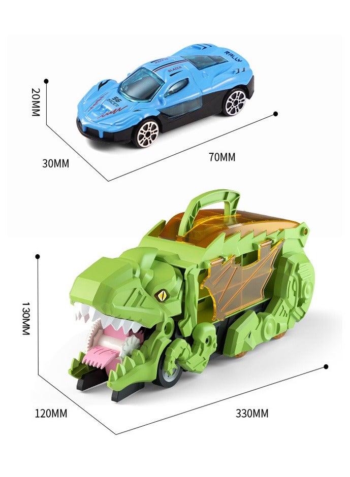 Green Dinosaur Truck Toy Set, Transport Car,Storage Car Toy Set, Portable Container Truck With 6 Small Alloy Cars  - Image 2