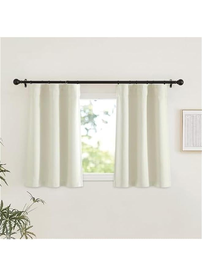 Arabest Room Darkening Cafe Curtains 30 inch Length, Dual Rod Pockets & Hook Belt Light Blocking Small Window Treatments for Nursery/Kitchen/Basement, Natural, W26 x L30, 2 Panels  - Image 2
