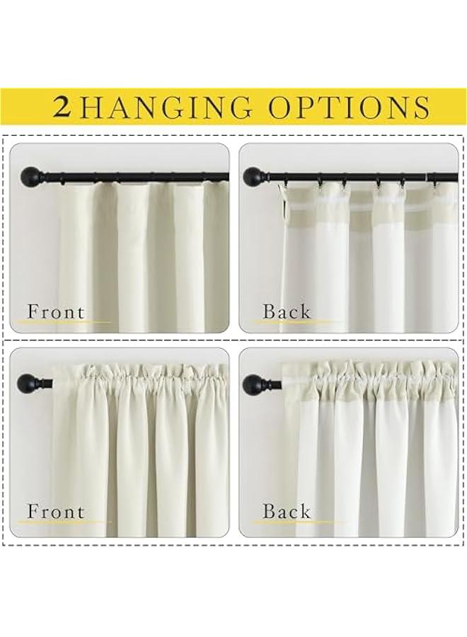 Arabest Room Darkening Cafe Curtains 30 inch Length, Dual Rod Pockets & Hook Belt Light Blocking Small Window Treatments for Nursery/Kitchen/Basement, Natural, W26 x L30, 2 Panels  - Image 3