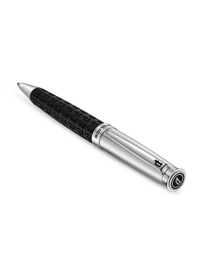 POLICE Silver And Black Patterned Ballpoint Pen