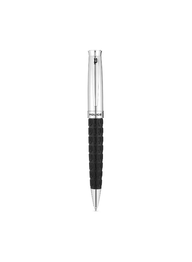 POLICE Silver And Black Patterned Ballpoint Pen